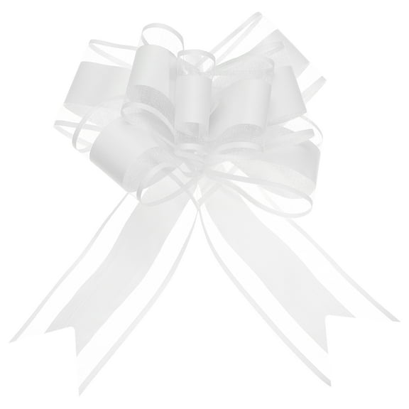 Extra Large Pull Bow Gift Wrapping Big Organza Bows Ribbon for Wedding Baskets Presents White-9 Inch