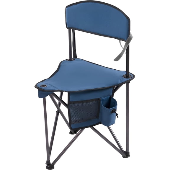 Extra Large Quick Folding Tripod Stool with Backrest for Fishing and Camping