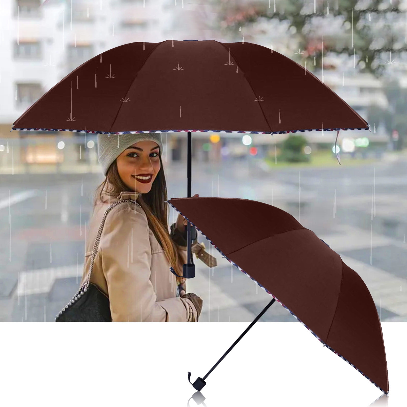 Extra Large Rain Umbrella Windproof Lightweight and Packable Thickened Sunshade Umbrella Folding Umbrella for Travel