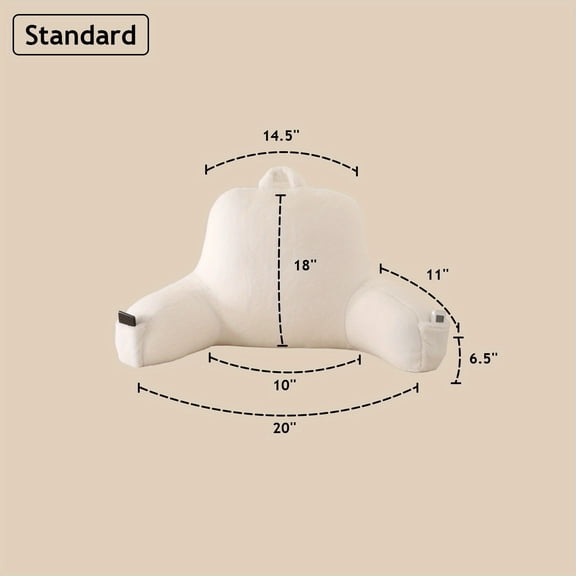 Extra Large Reading Pillow Bed Wedge with Armrests - Ergonomic Back Support for Bed & Sofa - Machine Washable - White Modern Bed Wedge for Reading, Watching TV, Napping - Fits Single/Double Beds