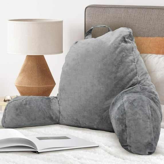 Extra Large Reading Pillow- Ergonomic Back Pillow for Bed+ Rolling Mat Neck Support- with Shredded Memory Foam- Sitting Up in Bed, Couch or Floor