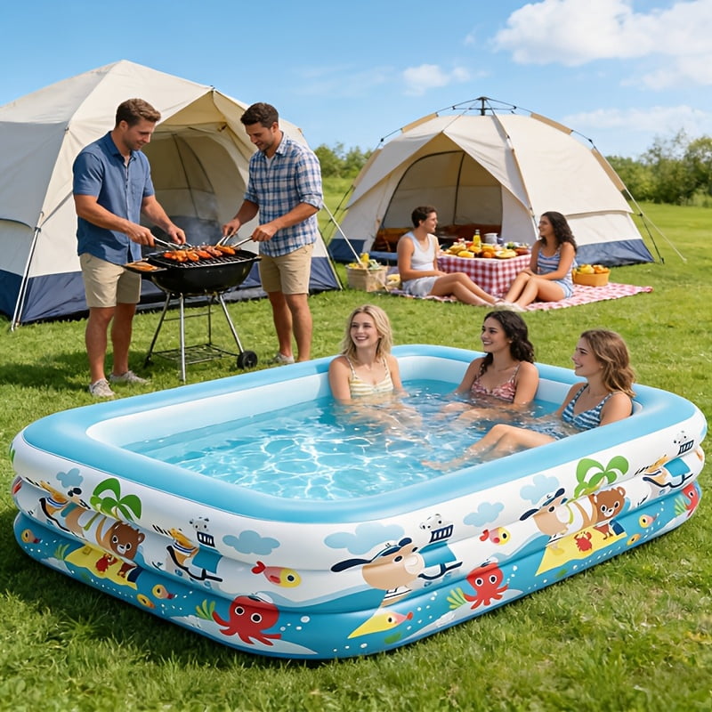Extra Large Rectangular PVC Inflatable Swimming Pool – Thick, Leak-Proof, Wear-Resistant, Easy-to-Set-Up for Backyard and Garden Summer Fun