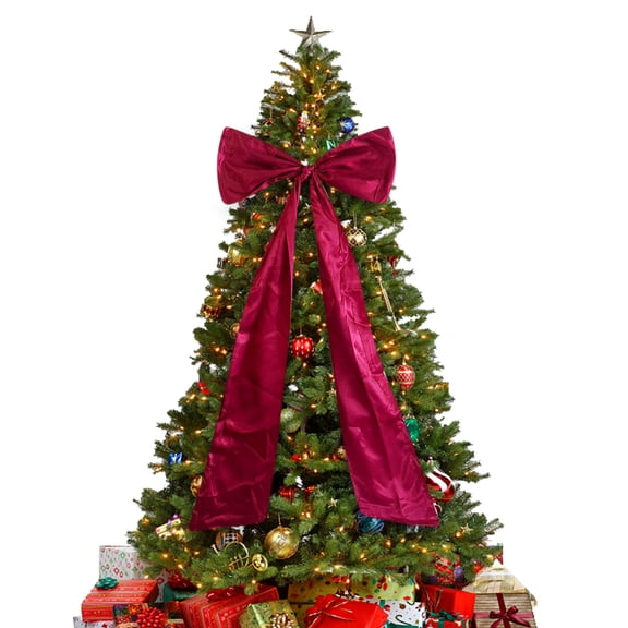 Extra Large Red Bow Christmas Tree Topper Red Ribbon Satin Bow With Long Streamers For Home Holiday Decoration Red 120cm