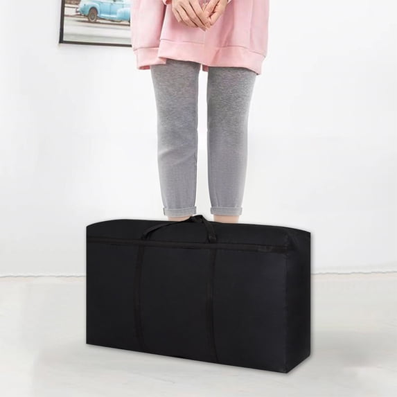 Extra Large Reinforced Fabric Moving Bag - 31.5x17.71x9.84in Water-Repellent Clothes Storage with Heavy-Duty Metal Zipper and Sturdy Handles for Quilts, Blankets, Bedding