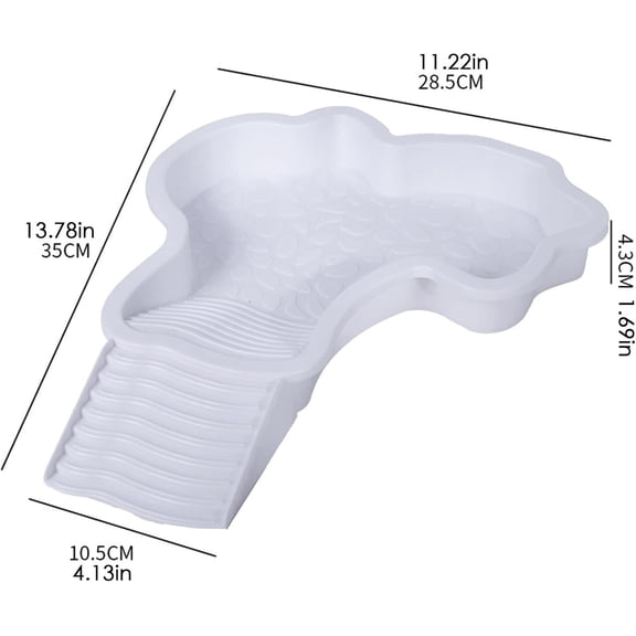 Extra Large Reptile Bathing Pool Reptile Feeding Dish Water Bowl with Ramp Aquarium Ornament for Gecko, Snake, Turtle, Bearded Dragon, Lizard Bath (White)