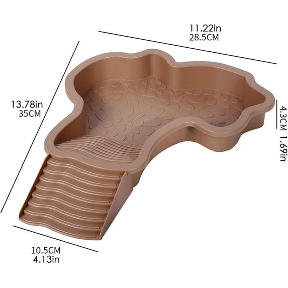Extra Large Reptile Bathing Pool Reptile Feeding Dish Water Bowl with Ramp Aquarium Ornament for Gecko, Snake, Turtle, Bearded Dragon, Lizard Bath