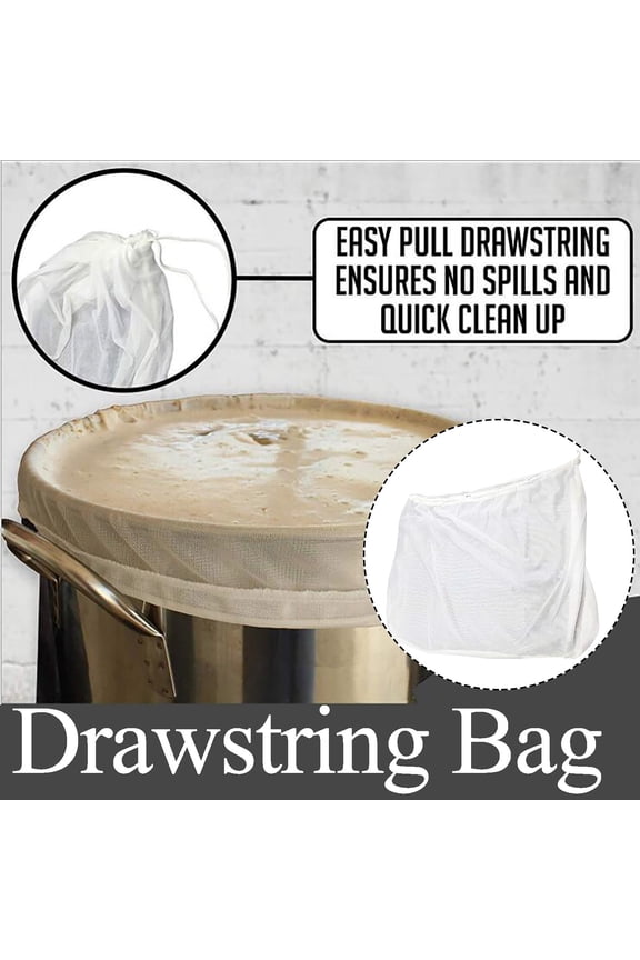 Extra Large Reusable Mesh Fruit Bag | 26x22 Inch Drawstring Cloth Filter Bag | Washable Produce Shopping Bag, 1 Count