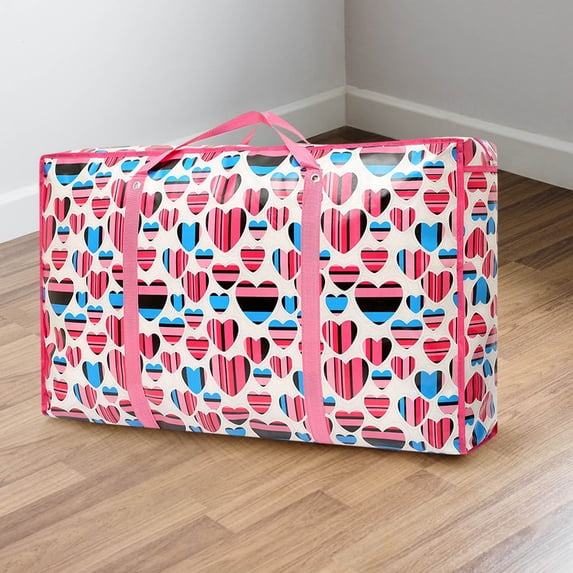 Extra Large Reusable Storage Bags with Reinforced Handles and Double Zippers, Heavy Duty Washable Moving Bag for Bedding, Clothes, and Underbed Organization