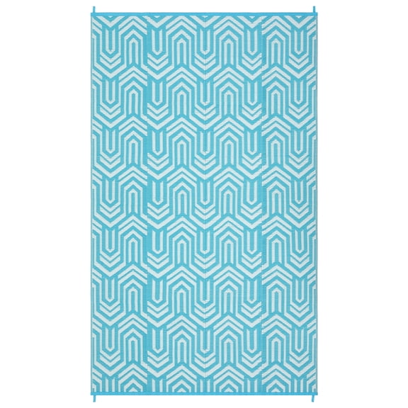 Extra Large Reversible Outdoor Rug 9x18ft Waterproof Plastic Straw Mat, Modern Geometric UV Resistant Collapsible for Patio Deck