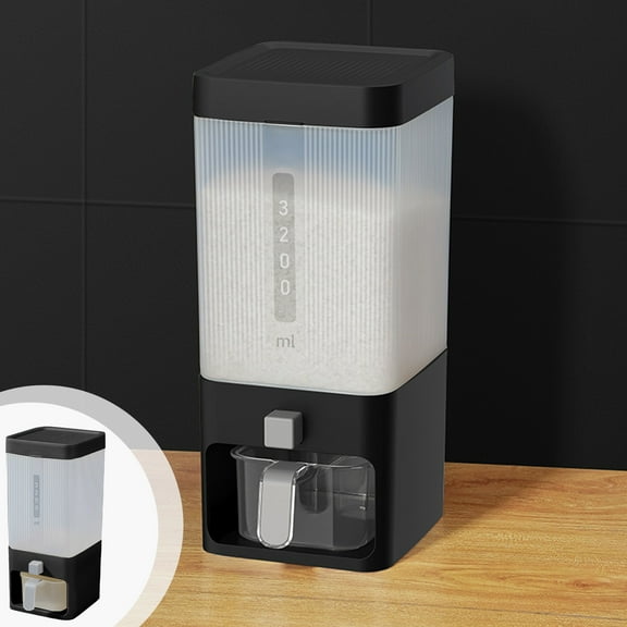 VBXOAE Extra Large Rice Dispenser with Lid Smart Kitchen Storage Container for Dry Foods Safe Polypropylene 31.5x15x14cm White/Black Options and Freshness