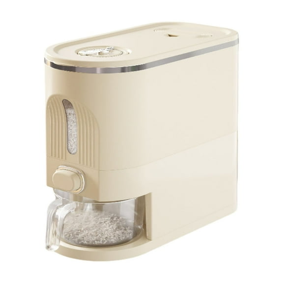 Extra Large Rice Storage Container - 11Lb Clear Kitchen Dispenser with Measuring Scoop - Airtight Grain Bin for Flour, Corn, Soybeans & Dry Goods