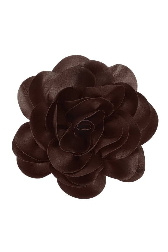 Extra Large Rose Flower Brooches, 7.87 Inch Lapel Pins Dainty Satin Fabric Big Camellia Flower Hair Clip For Women Wedding/Dance/Clothes/Accessories/Party [20cm, Coffee]