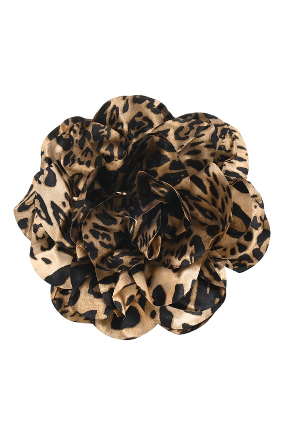 Extra Large Rose Flower Brooches, 8.3 Inch Lapel Pins Dainty Satin Fabric Big Camellia Oversized Brooch Pin [21cm, Leopard]