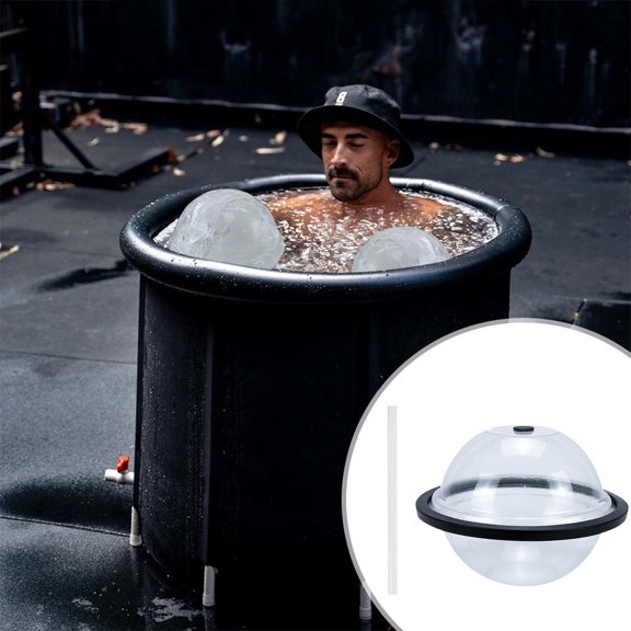 Extra Large Round Ice Mold with Straw for Ice Bath Coolers Cold Plunge Portable Durable Clear