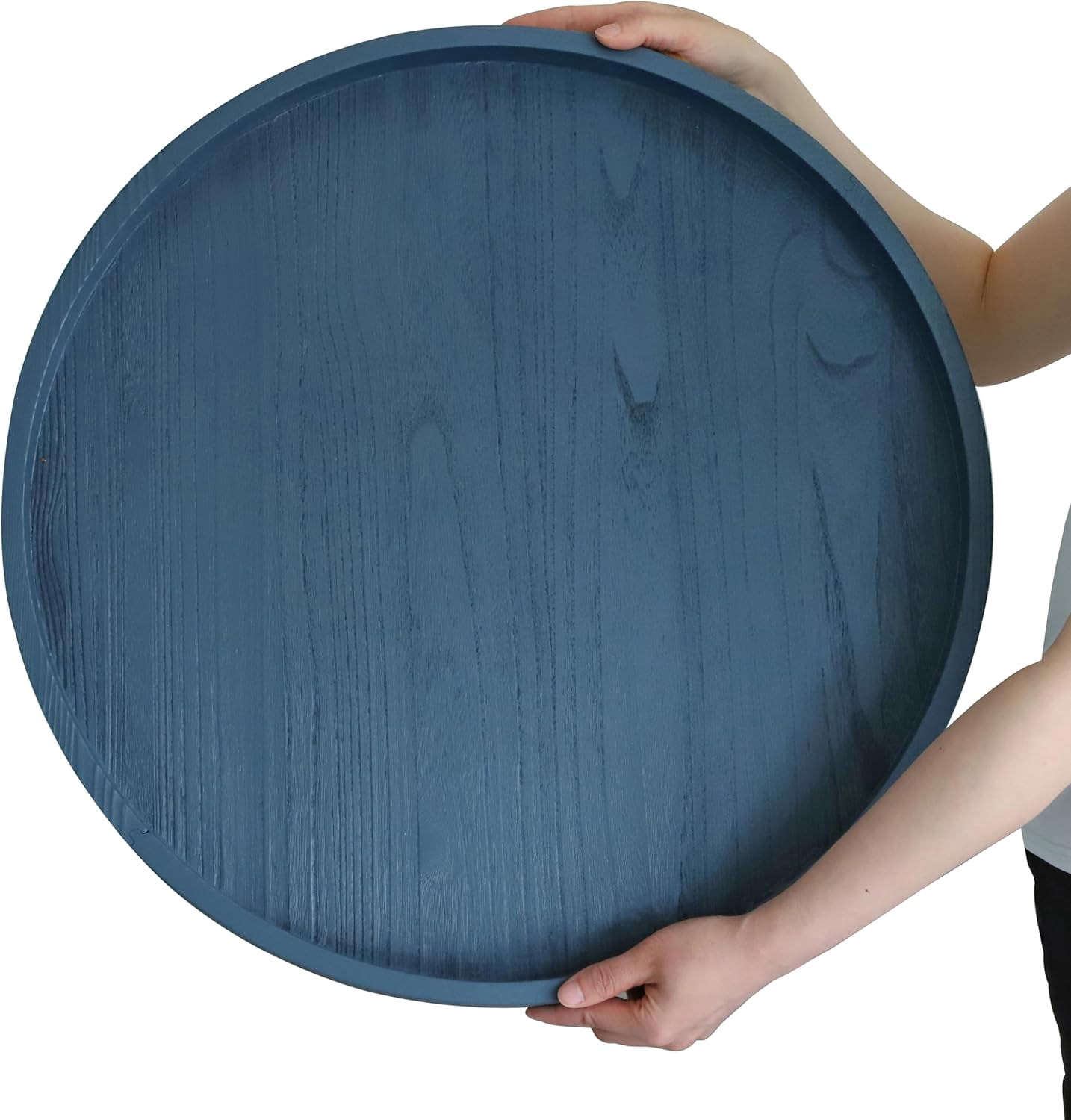 Extra Large Round Ottoman Table Tray 20" - Rustic Wooden Serving Tray ...