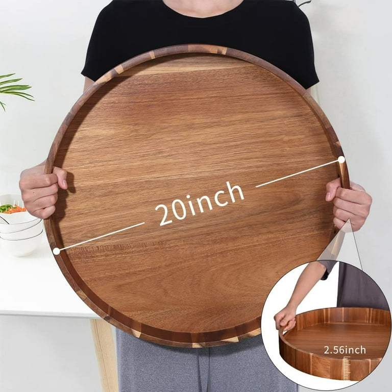 Extra Large Round Serving Tray 20INCH Heavy Duty Acacia