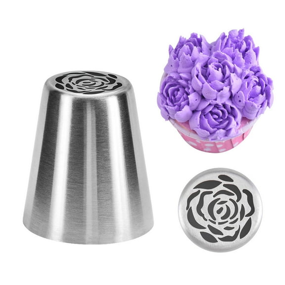 Extra Large Russian Flower Piping Tip, Food Grade 304 Stainless Steel Rose Icing Nozzle, Professional Cake Decorating Frosting Tip for Cupcakes Cookies Pastry Home Kitchen Baking Tool