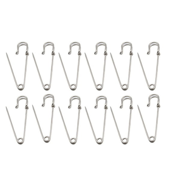 Extra Large Safety Pins, Metal Brooch Pins Fastener, Secure Lock Safety For Fixing Sewing Crafting, Decorative Accessary In Home Office, 12 PCS