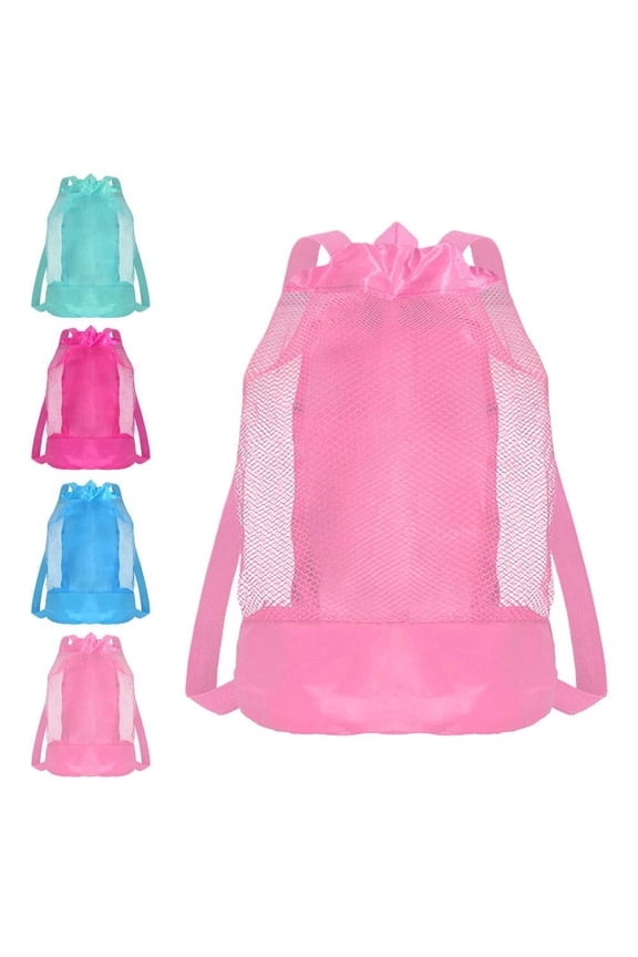 Extra-Large Sand-Resistant Beach Backpack, Mesh Drawstring Pool Toy Storage Bag for Kids, Shell Collecting and Travel Bag for Fitness and Outdoor, 1Pc