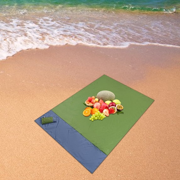 Extra Large Sandproof Beach Blanket | Oversized 79x55 Inch Quick Dry Mat | Windproof with Ground Stakes | Portable Outdoor Picnic & Camping Blanket for Family