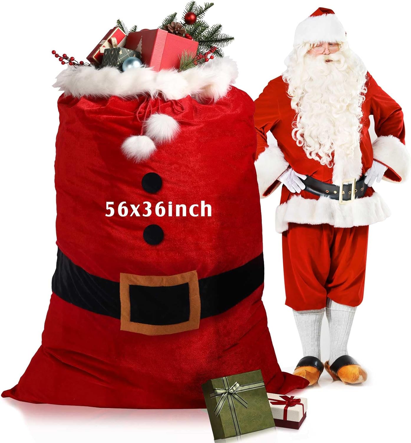 Extra Large Santa Gift Bag 56 x 36 Inches Jumbo Christmas Red Velvet