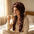 thumbnail image 1 of Extra Large Satin Bonnet, Adjustable Silk Sleep Cap for Braids & Curly Hair, Long Hair Protection Cap for Styling, Reduces Frizz & Breakage While Sleeping, Coffee, 1 of 5