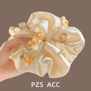 Extra Large Scrunchies for Women Large Pearl Scrunchie Satin Oversized Silk Thick Elastic Hair Ties Jumbo Hair Scrunchies for Buns, Sleep & Ponytail