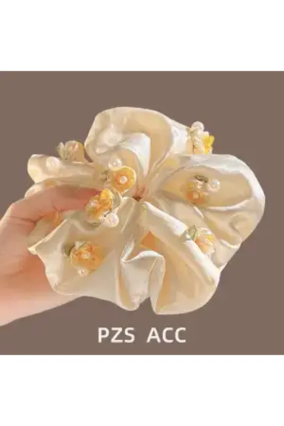 Extra Large Scrunchies for Women Large Pearl Scrunchie Satin Oversized Silk Thick Elastic Hair Ties Jumbo Hair Scrunchies for Buns, Sleep & Ponytail