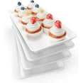 thumbnail image 1 of Extra Large Serving Tray Melamine Plastic for Party Supplies, 14" x 7" Platters for Serving Food, 4 pcs White Reusable Tray for Veggie, Snack, Fruit, Cookies, Desserts in Kitchen/Pantry Organization, 1 of 15