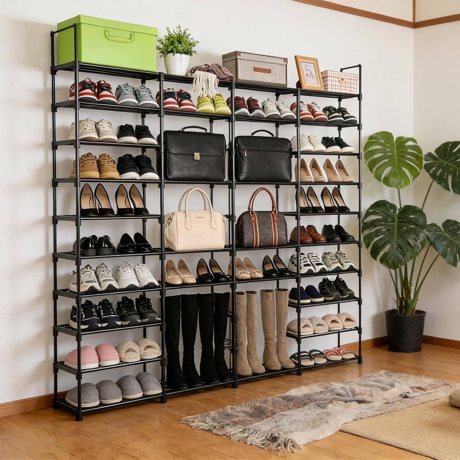 Extra Large Shoe Rack – 4 Columns × 10 Tiers, Holds Up to 72–80 Pairs ...
