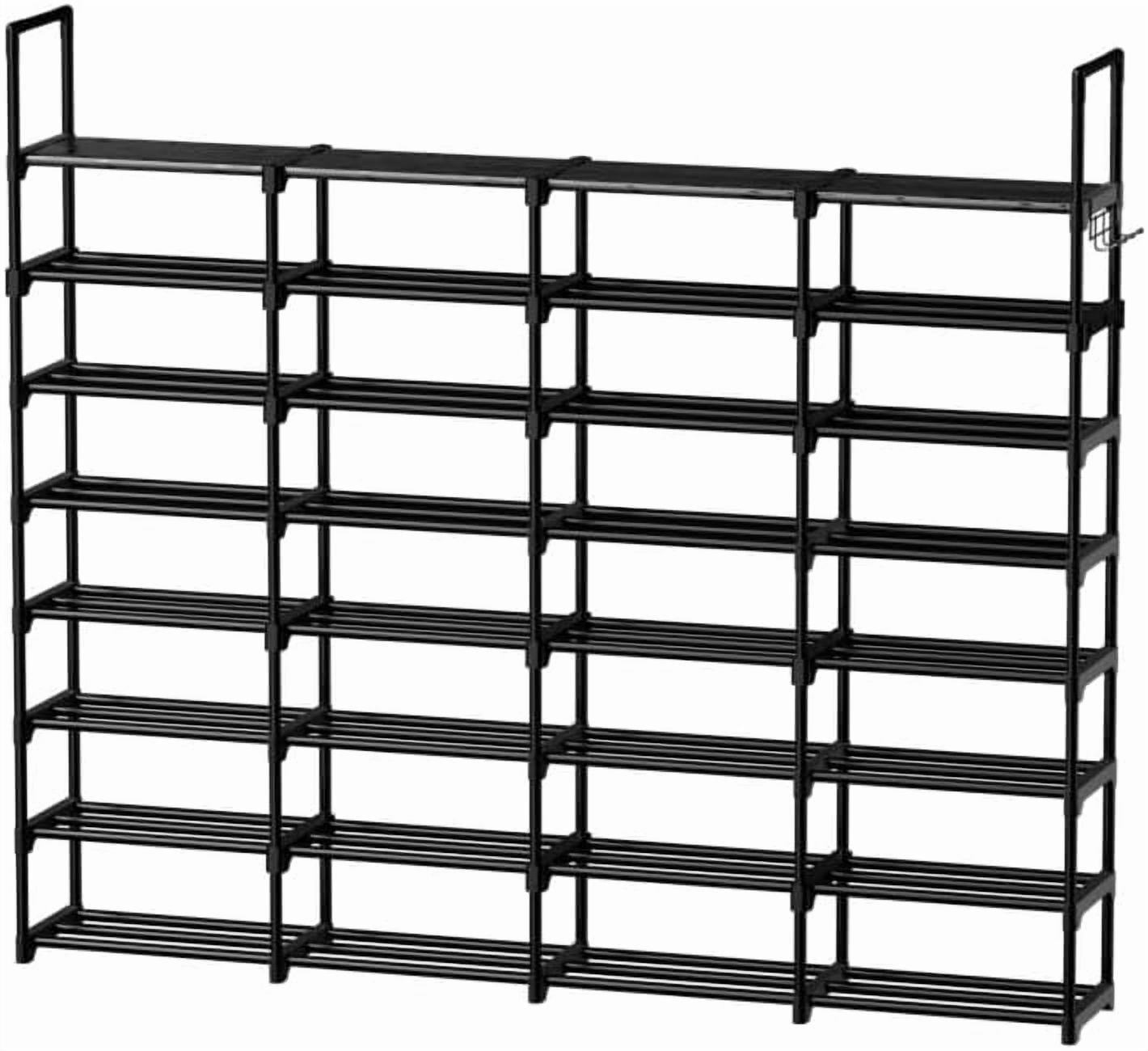 Extra Large Shoe Rack, 4 Rows 8 Tier 56-64 Pairs Big Tall Metal Shoe ...