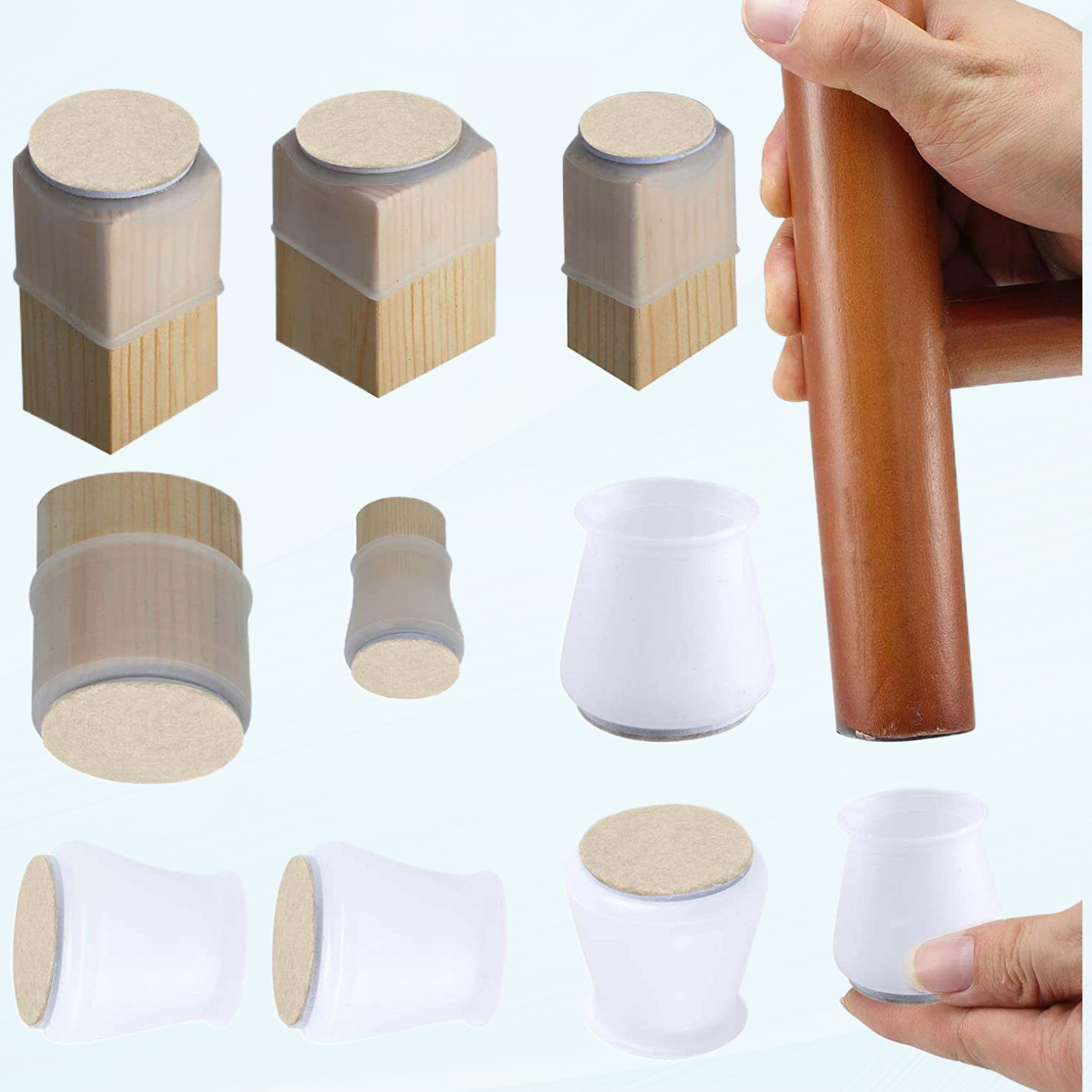 Extra Large Silicone Chair Leg Floor Protectors, Dark Brown Chair Leg
