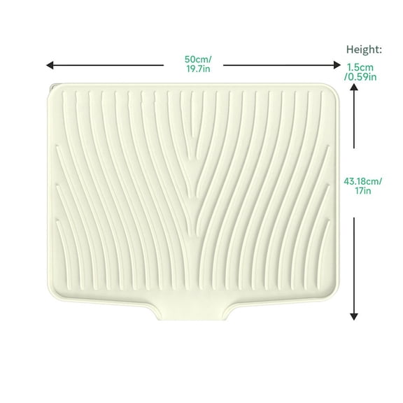 Extra Large Silicone Dish Drying Mat With Raised Slope And Open End Design