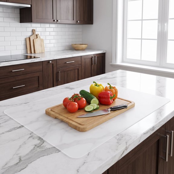 Extra Large Silicone Mat 35.3"x23.5", Thick Heat Resistant Countertop Protector, Non-Slip Kitchen Mat, No Crease Shipped Rolled, Translucent