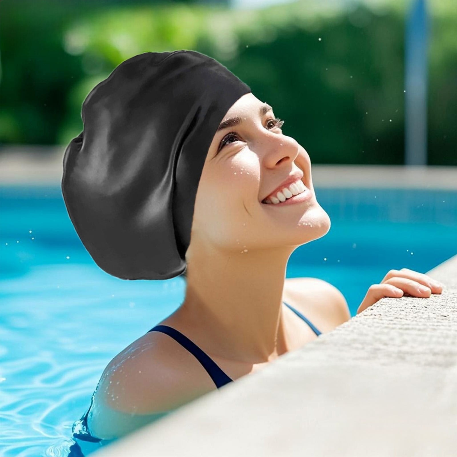 Extra Large Silicone Swim Cap For Braids & Dreadlocks | Waterproof Pool Hat For Long Thick Curly Weaves Extensions Pool Hat Black Purple