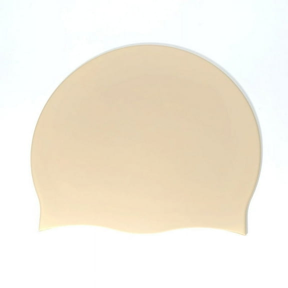 Extra Large Silicone Swimming Cap for Women & Men, Waterproof Swim Cap for Long Thick Curly Hair, Dreadlocks, Braids and Afros(Beige One Size)