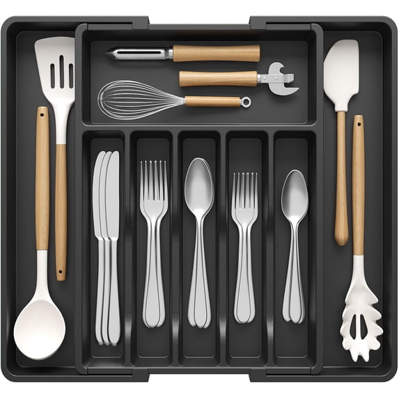 Extra Large Silverware Drawer Organizer, Expandable Utensil Tray, BPA ...