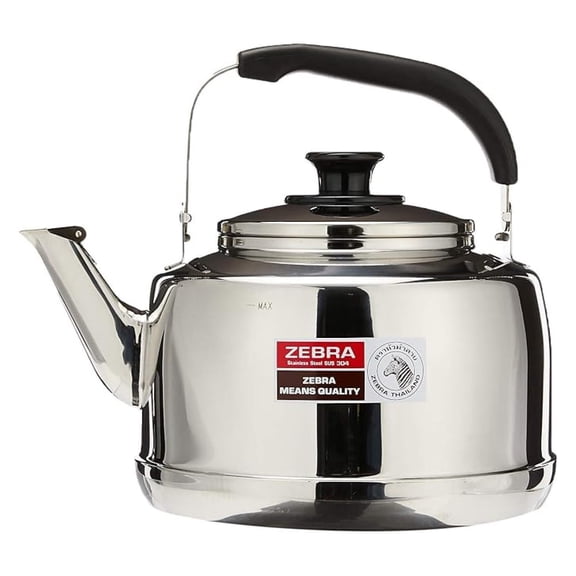 Extra Large Size 7.5 Liter Zebra Polished Mirror Finish Stainless Steel Whistling Canister Teakettle Tea Kettle Teapot, Gas Electric Induction Compatible