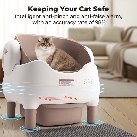 Extra Large Smart Self-Cleaning Cat Litter Box, App Control & 2.4G WiFi, 3.43gal Capacity, Odor Removal, Automatic Scooping, 14-Day Care for Multi-Cats & Busy Owners