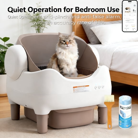 Extra Large Smart Self-cleaning Cat Litter Box, App-Controlled Automactic Cleaner with 3.43gal Big Capacity, 2.4G Wifi Cat Litter Box with Odor Removal, 14-day Hands Free Scoopless Care