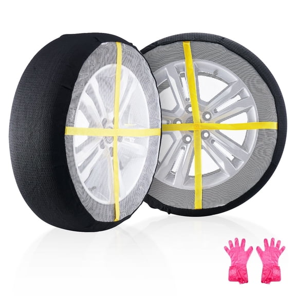 Extra Large Snow Socks for Tires 2 Pack Traction Covers with Elastic Straps, Anti Slip Tire Wrap for SUV Truck Car