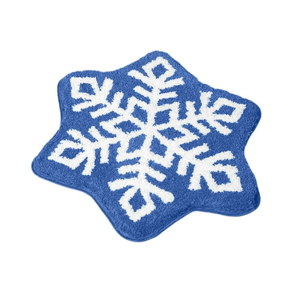 Extra Large Snowflake Rug Mat 31x31 Inch Non-Slip Floor Cushion Christmas Decor Holiday Home Gift Washable