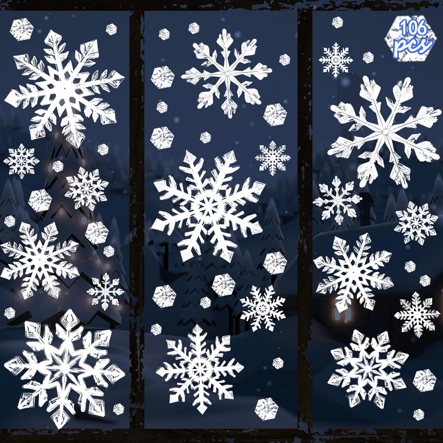 Extra Large Snowflakes Window Clings, Christmas Window Decorations for Glass Window, Holiday Window Stickers Xmas Window Decals for Winter Wonderland Decorations