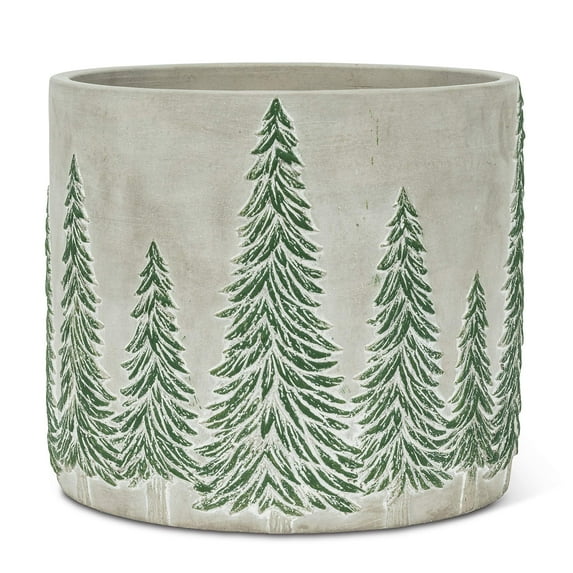 Abbott Collection 27-JASPER-890-XLG Extra Large Snowy Tree Planter, 7 inches H, Grey/Green