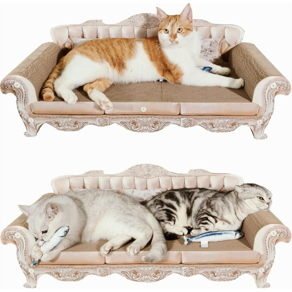 Extra Large Sofa Shaped Cat Scratcher Bed - 31.5 Inches Infinity Durable Corrugated Cardboard Cats Lounge, Modern Stylish Bed,Luxury Scratching Board Couch Scratcher,Protects Furniture