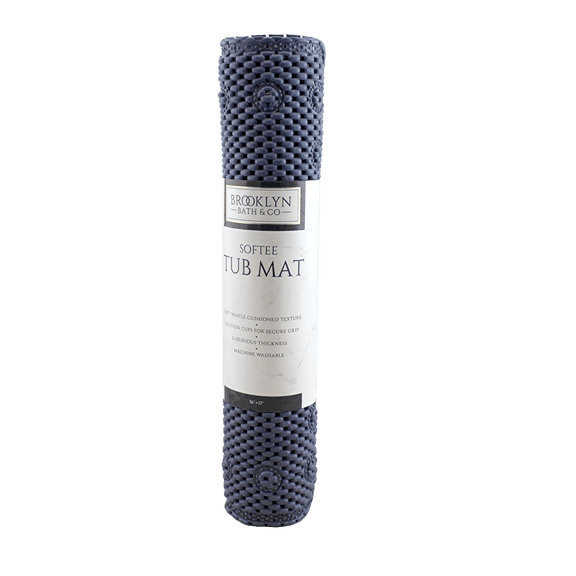 Extra Large Soft PVC Waffle Cushioned Texture Spa Quality Bathroom Tub Bath Mat Anti-Slip 36" x 17" Navy Blue