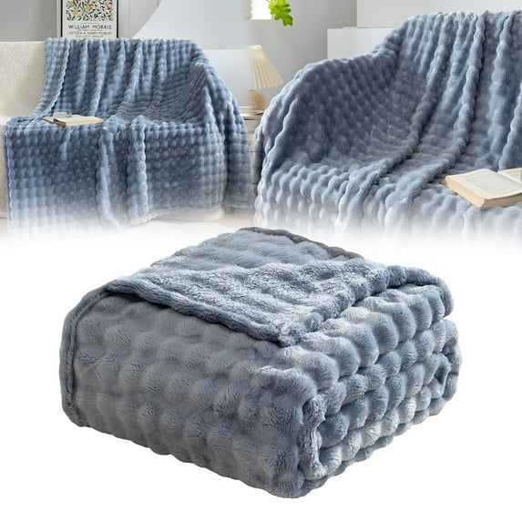 Extra Large Soft Throw Blanket, 3D Bubble Decorative Cozy Fuzzy Flannel Blanket, Winter Versatile Cozy Lightweight Flannel Blanket, Flannel Bed Blanket All Season Use(27.5x39.5 inch)