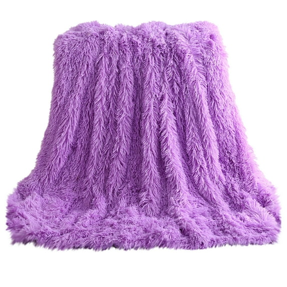 Extra Large Soft Throw Blanket for Couch 80x120cm - Double Sided Fluffy Velvet Blanket for Bed, Sofa Decor - All Season Cozy Blanket Gift for Women, Christmas, Wedding(Purple)