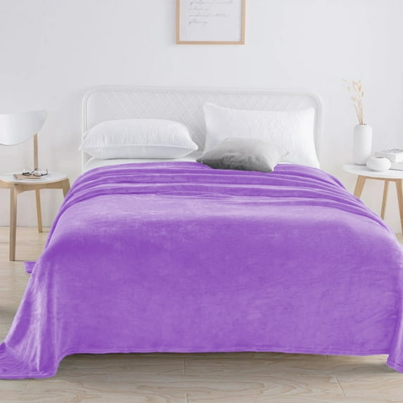Extra Large Solid Color Flannel Blanket, Super-Soft Thickened Fleece Coverlet for King Size Bed, Warm Plush Sofa Throw, Cozy Home Bedding Accessory, 71x79 Inches, By UKHCCC