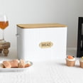 thumbnail image 1 of Extra Large Space Saving Farmhouse Bread Box with Wood Lid - Holds 2 Loaves - White Vertical Breadbox Bread Storage Bin Holder for Kitchen Countertop, 1 of 15